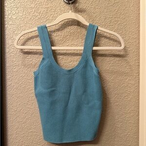 Abercrombie & Fitch Blue Fitted Ribbed Tank Top